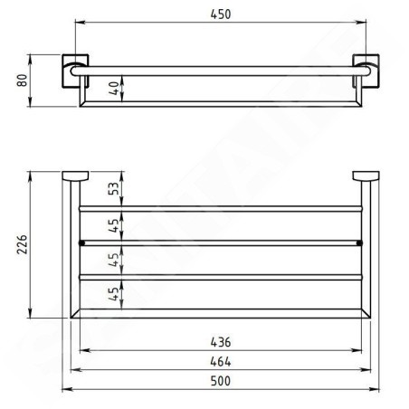 Novaservis Metalia 12 - Grand porte-serviettes deux niveaux, 500 mm, chrome 0245,0