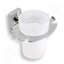 Novaservis Metalia 12 - Verre pour brosses à dents et dentifrice avec support, verre/chrome 0249,0