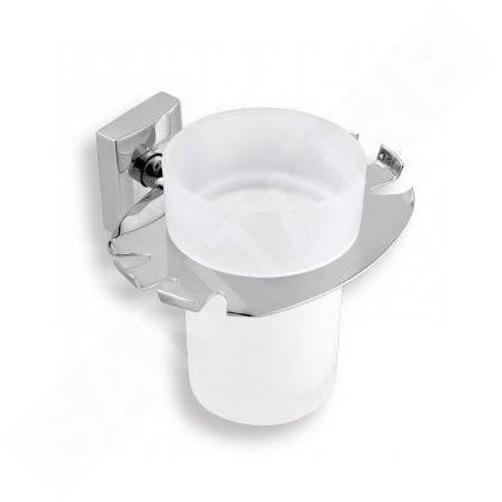 Novaservis Metalia 12 - Verre pour brosses à dents et dentifrice avec support, verre/chrome 0249,0