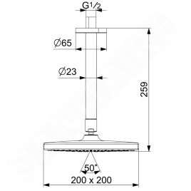Hansa Basicjet - Douche de tête Style 200x200 mm bras de douche 260 mm, chrome 44370200