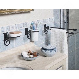 Sapho Rebecca - Porte-serviettes double, longueur 362 mm, noir CC021