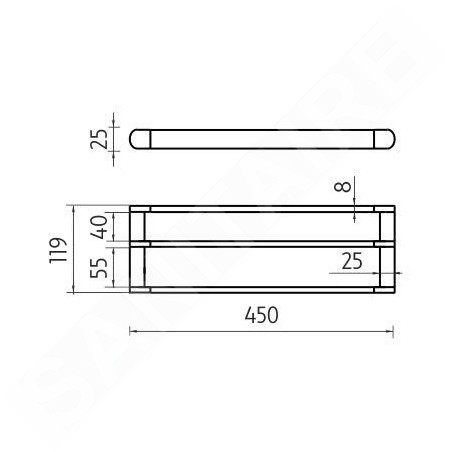 Nimco Nava - Porte-serviettes double, longueur 450 mm, noir mat/chrome NA 28046D