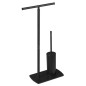 Sapho Accessoires de salle de bains Gedy - Porte-rouleaux WC et brosse de toilette et réservoir à poser Florida, noir mat 733214