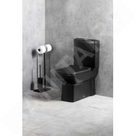 Sapho Accessoires de salle de bains Gedy - Porte-rouleaux WC et brosse de toilette et réservoir à poser Florida, noir mat 733214