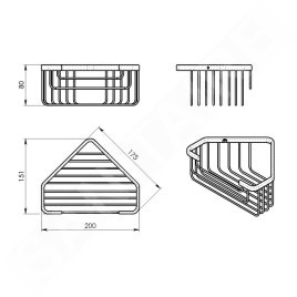 Sapho Gedy Smart - Étagère en fil de fer, 200x80x151 mm, noir mat 2483-14