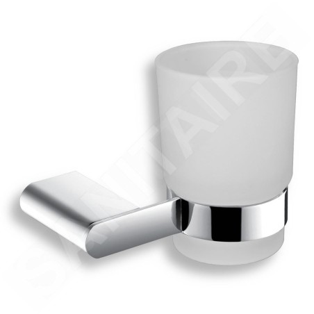 Novaservis Titania Naty - Verre pour brosses à dents et dentifrice avec support, verre dépoli/chrome 66606,0