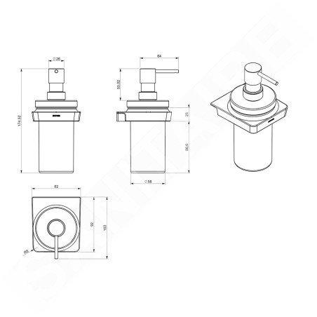 Sapho Zen - Distributeur de savon avec support, verre dépoli/chrome 161010