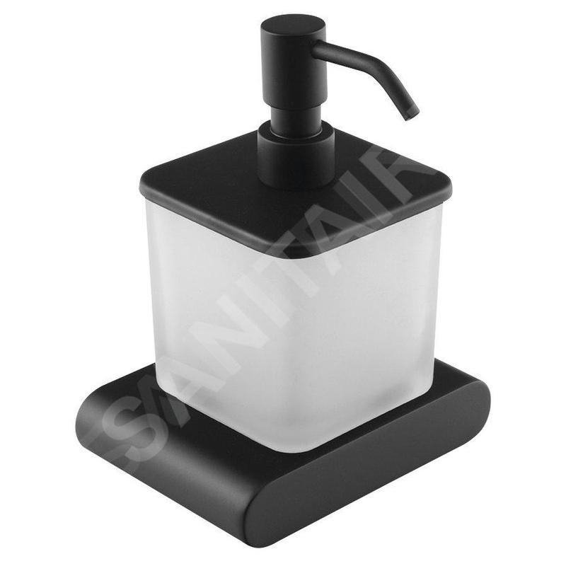 Sapho Flori - Distributeur de savon avec support, verre dépoli/noir mat, chrome RF019/15