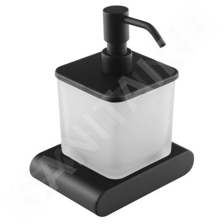 Sapho Flori - Distributeur de savon avec support, verre dépoli/noir mat, chrome RF019/15