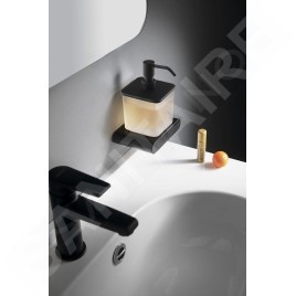 Sapho Flori - Distributeur de savon avec support, verre dépoli/noir mat, chrome RF019/15