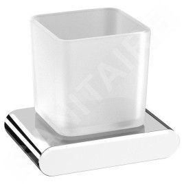 Sapho Flori - Gobelet pour brosse à dents et dentifrice avec support, verre dépoli/chrome RF004