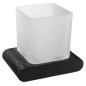 Sapho Flori - Gobelet pour brosse à dents et dentifrice avec support, verre dépoli/noir mat RF004/15