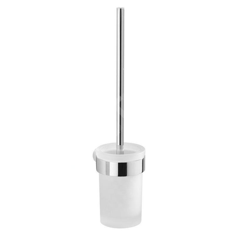 Sapho Accessoires de salle de bains Gedy - Brosse de toilette avec support mural, chrome/verre satiné PI330313