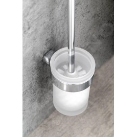 Sapho Accessoires de salle de bains Gedy - Brosse de toilette avec support mural, chrome/verre satiné PI330313