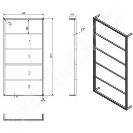 Sapho Ska - Porte-serviettes 600x1150 mm, noir mat SKA502