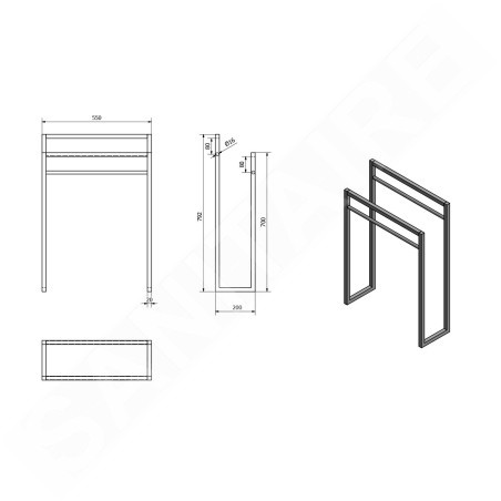 Sapho Ska - Porte-serviette 550 x 790 x 200 mm, blanc mat SKA311