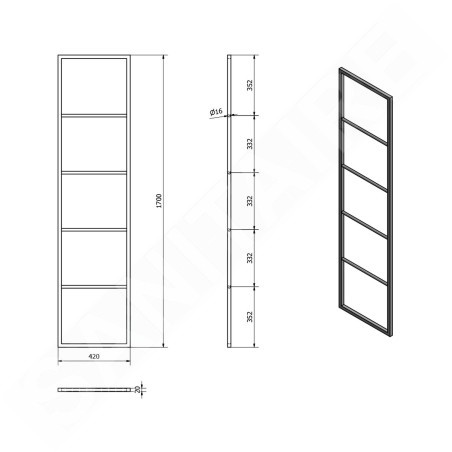 Sapho Ska - Support de serviettes 420x1700 mm, blanc mat SKA561
