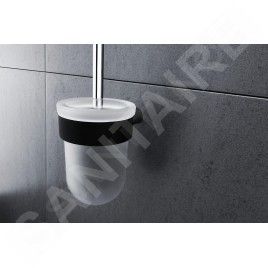 Nimco Nava - Brosse de toilette murale avec support, noir mat/verre mat NA 28094WN