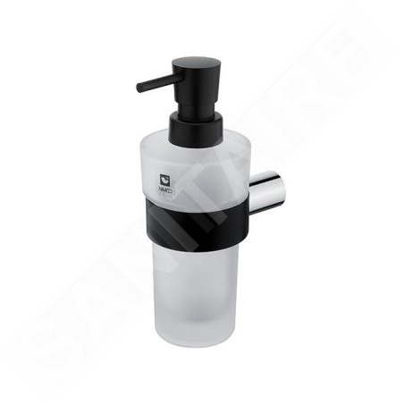 Nimco Nava - Doseur de savon avec support, noir mat/chrome/verre mat NA 28031W-T-b