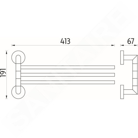 Nimco Unix - Porte-serviettes rotatif, longueur 420 mm, chromé UN 13096-3-26