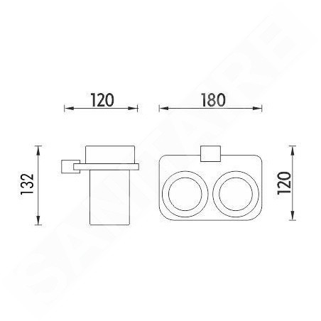 Nimco Kibo - Porte-verre double, chromé Ki X3-58DW-26