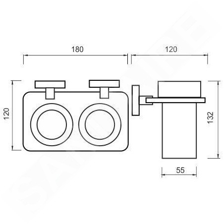 Nimco Unix - Porte-verre double, chromé UN X3-58DW-26