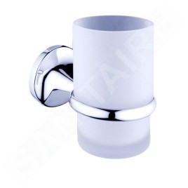 Nimco Monolit - Pot à brosse à dents et à dentifrice avec support, verre dépoli/chrome MO 4058C-26