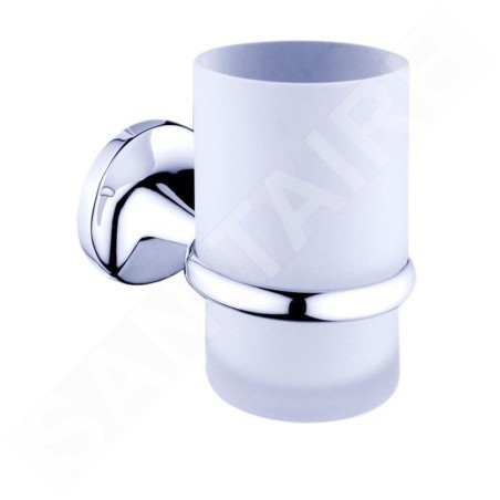 Nimco Monolit - Pot à brosse à dents et à dentifrice avec support, verre dépoli/chrome MO 4058C-26
