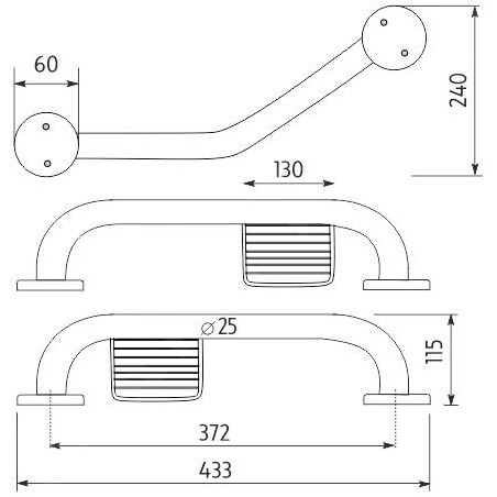 Nimco Poignées - Main courante cassée, 433x240 mm, acier inoxydable BM 7035LZ-18