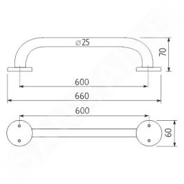 Nimco Poignées - Poignée, longueur 660 mm, acier inoxydable BM 7635-18