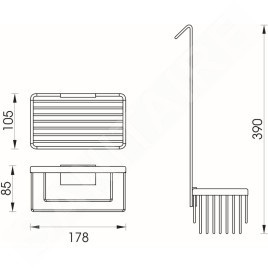 Nimco Kibo - Tablette en fil métallique, 180x85x105 mm, chromée Ki 14015H-26