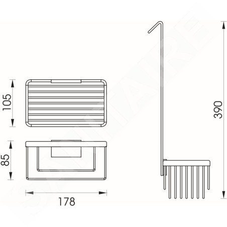 Nimco Kibo - Tablette en fil métallique, 180x85x105 mm, chromée Ki 14015H-26