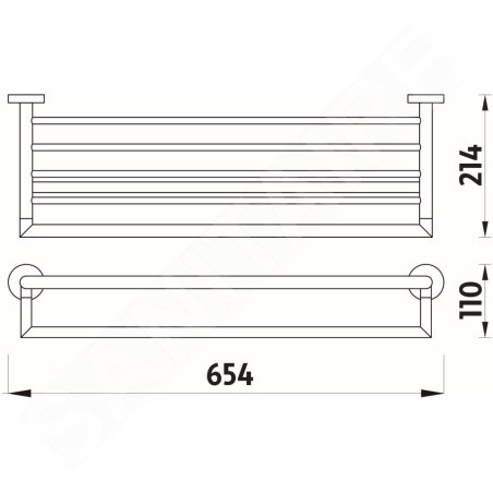 Nimco Unix - Tablette avec porte-serviettes, longueur 650 mm, chromé UN 13063A-26