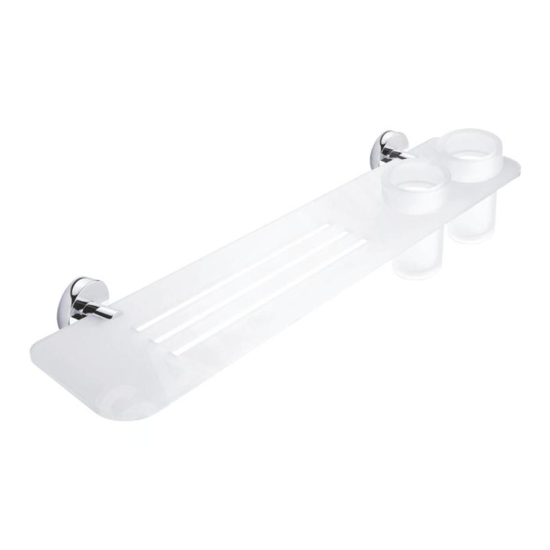 Nimco Unix - Tablette IXI à trous fraisés 600 mm avec verres, chromée UN X360-58DW-26 Nimco Unix - Tablette IXI à trous fraisés 600 mm avec verres, chromée UN X360-58DW-26