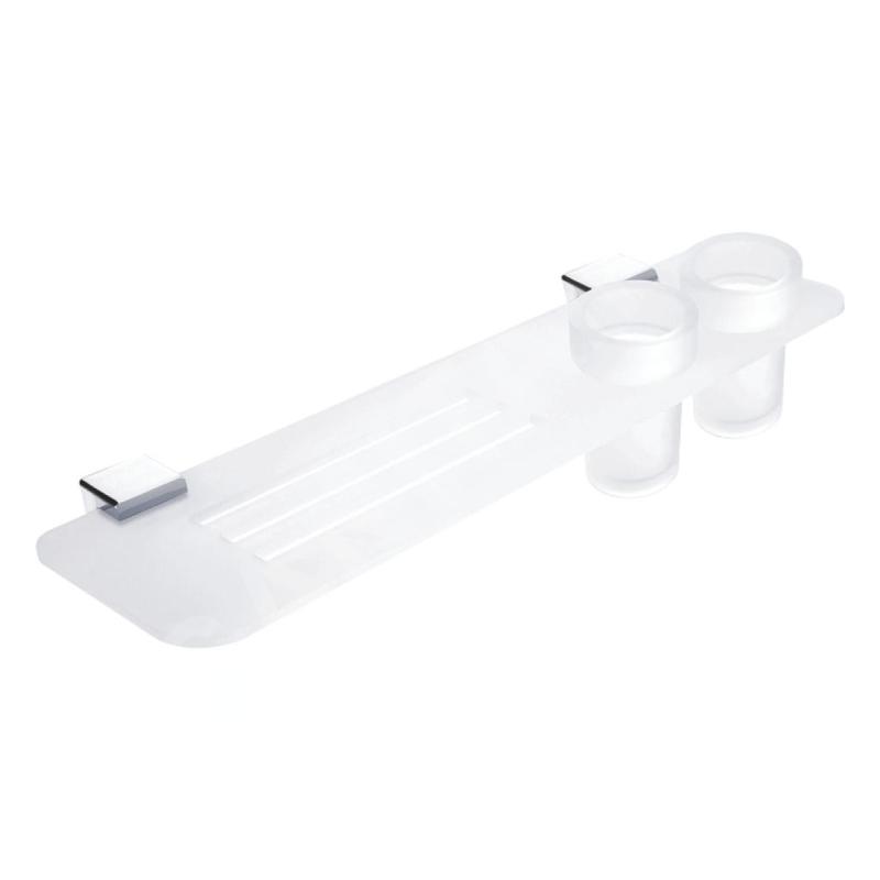 Nimco Kibo - Tablette avec trous fraisés et verres, longueur 500 mm, plexiglas mat/chrome Ki X350-58DW-26