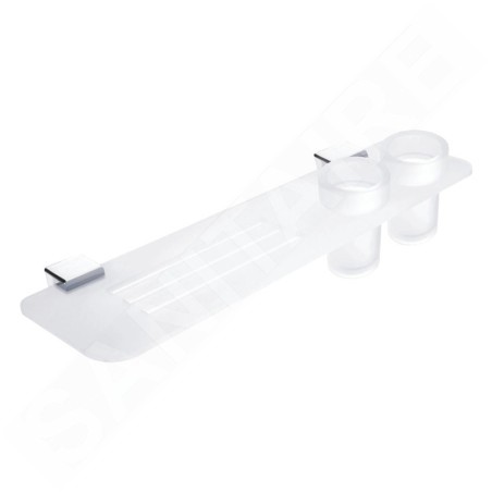 Nimco Kibo - Tablette avec trous fraisés et verres, longueur 500 mm, plexiglas mat/chrome Ki X350-58DW-26