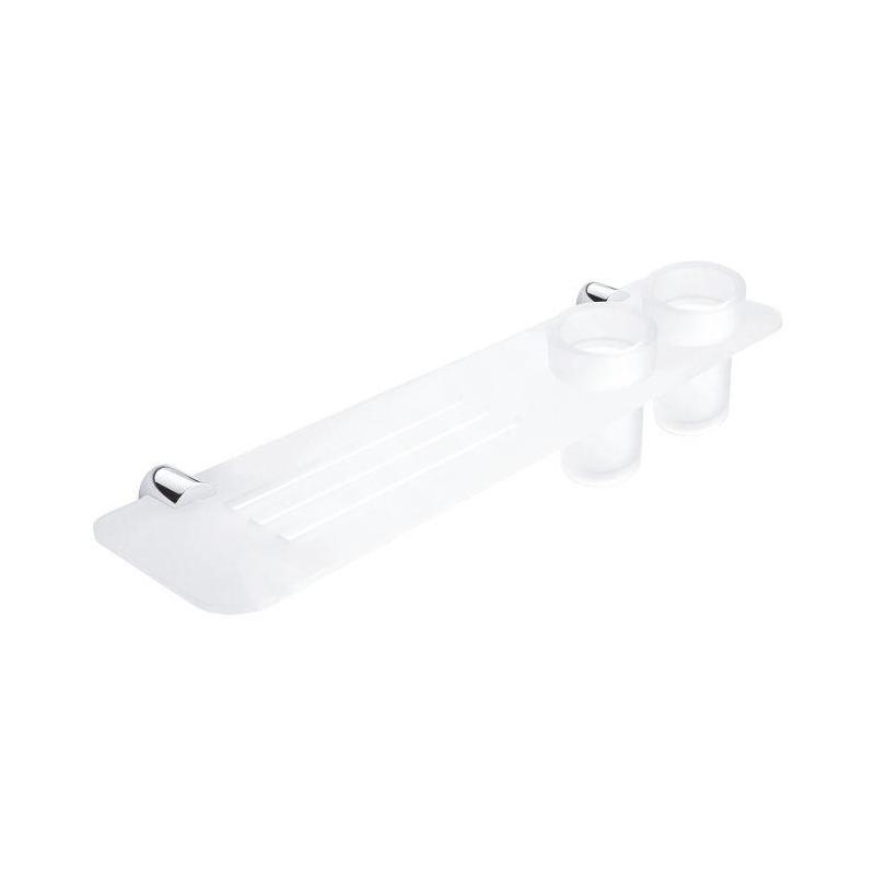 Nimco Bormo - Tablette avec verres et trous fraisés, longueur 500 mm, plexiglas mat/chrome BR X350-58DW-26