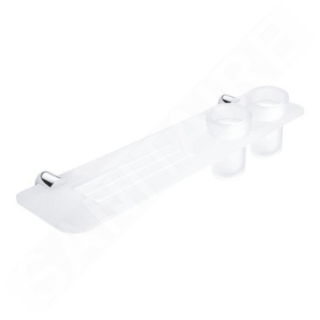 Nimco Bormo - Tablette avec verres et trous fraisés, longueur 500 mm, plexiglas mat/chrome BR X350-58DW-26
