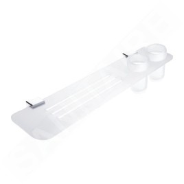 Nimco Kibo - Tablette avec trous fraisés et verres, longueur 600 mm, plexiglas mat/chrome Ki X360-58DW-26