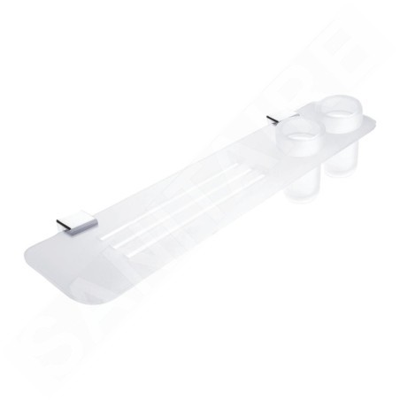 Nimco Kibo - Tablette avec trous fraisés et verres, longueur 600 mm, plexiglas mat/chrome Ki X360-58DW-26