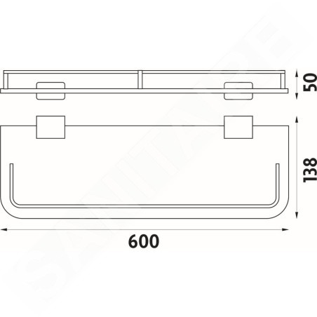 Nimco Kibo - Tablette, longueur 600 mm, verre dépoli/chrome Ki 14091AX-60-26