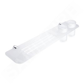 Nimco Bormo - Tablette avec verres et trous fraisés, longueur 600 mm, plexiglas mat/chrome BR X360-58DW-26