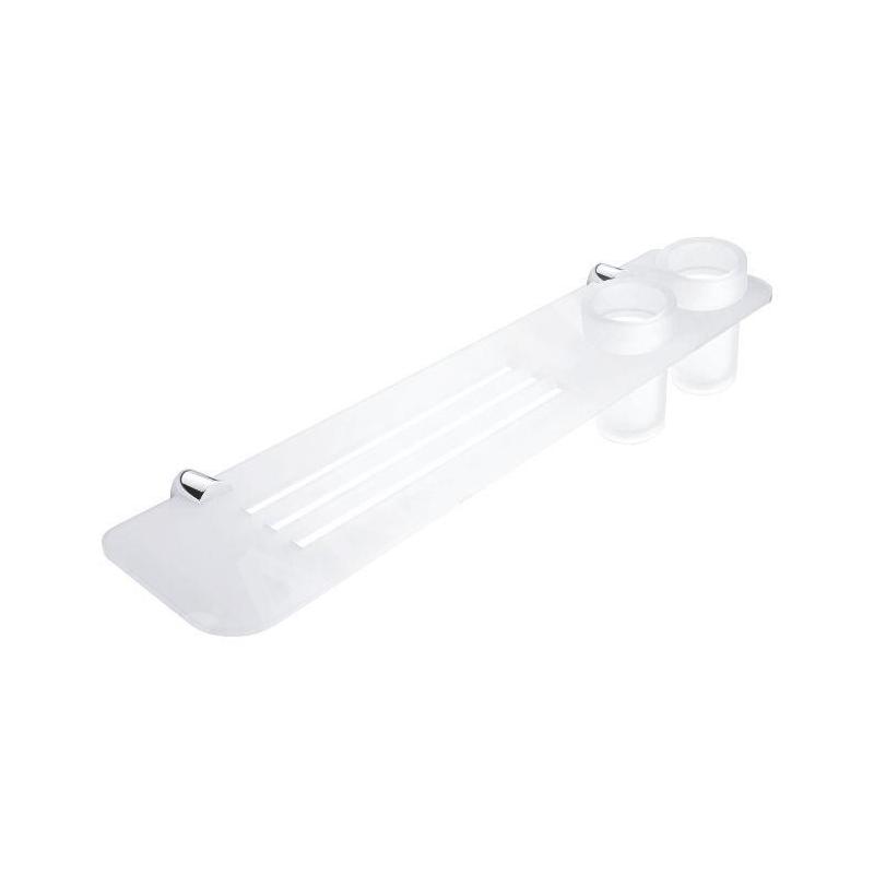 Nimco Bormo - Tablette avec verres et trous fraisés, longueur 600 mm, plexiglas mat/chrome BR X360-58DW-26
