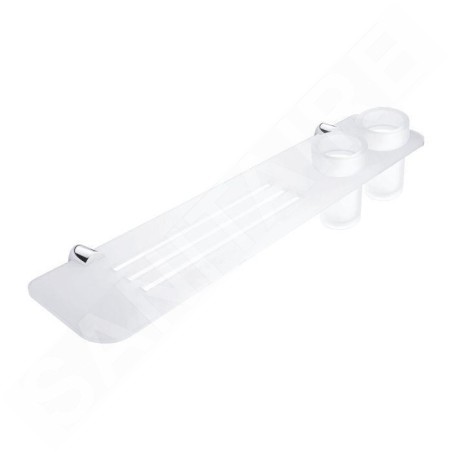 Nimco Bormo - Tablette avec verres et trous fraisés, longueur 600 mm, plexiglas mat/chrome BR X360-58DW-26
