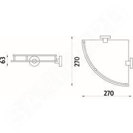 Nimco Unix - Tablette d'angle, verre dépoli/chrome UN 13091RA-26