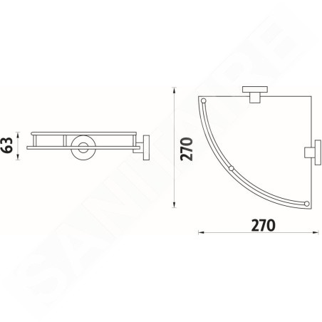 Nimco Unix - Tablette d'angle, verre dépoli/chrome UN 13091RA-26