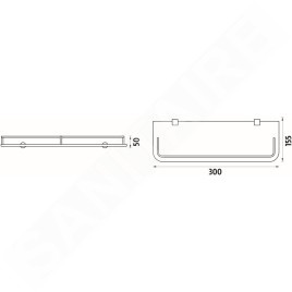 Nimco Bormo - Tablette, longueur 300 mm, verre dépoli/chrome BR 11091AX-30-26