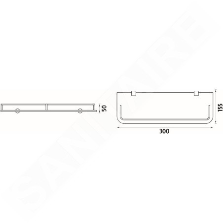 Nimco Bormo - Tablette, longueur 300 mm, verre dépoli/chrome BR 11091AX-30-26