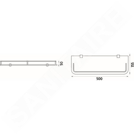 Nimco Bormo - Tablette, longueur 500 mm, verre dépoli/chrome BR 11091AX-50-26