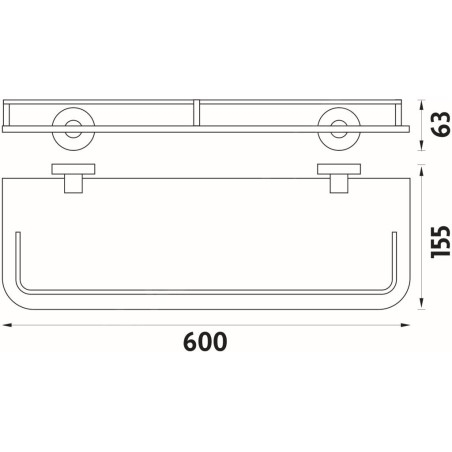 Nimco Unix - Tablette, longueur 600 mm, verre dépoli/chrome UN 13091AX-60-26